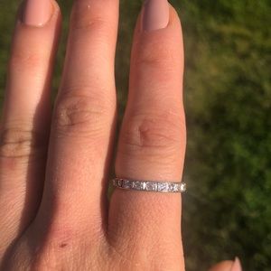 Vintage framed diamond platinum wedding band